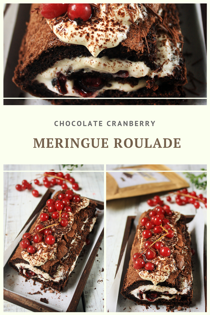 Paleo Chocolate Cranberry Meringue Roulade Recipe by Summer Day Naturals