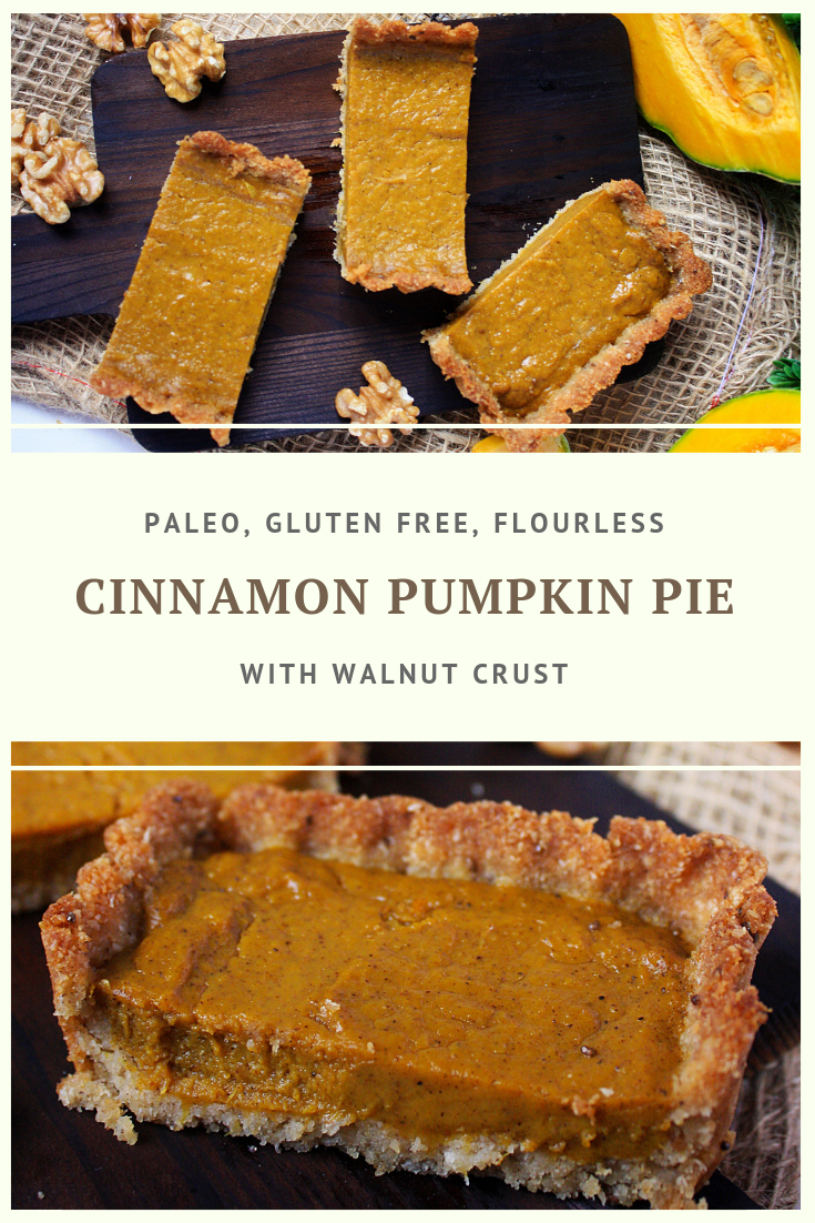 Paleo Cinnamon Pumpkin Pie With Walnut Crust Recipe by Summer Day Naturals