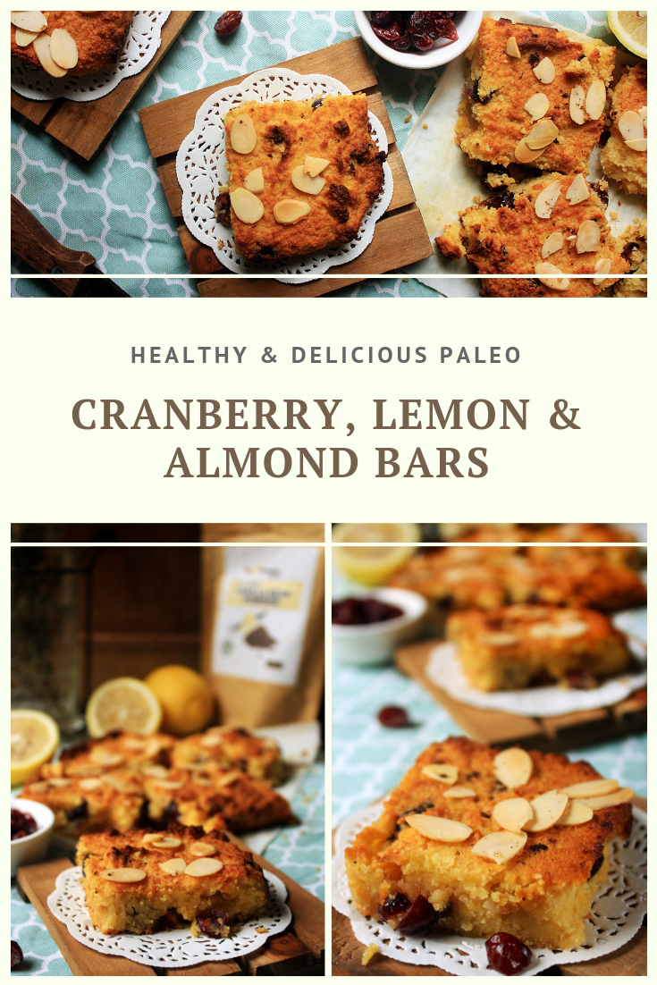 Paleo Cranberry, Lemon & Almond Bars recipe by Summer Day Naturals