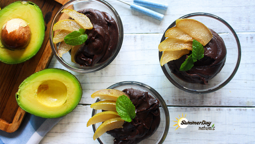 Chocolate Avocado Mousse with Pears