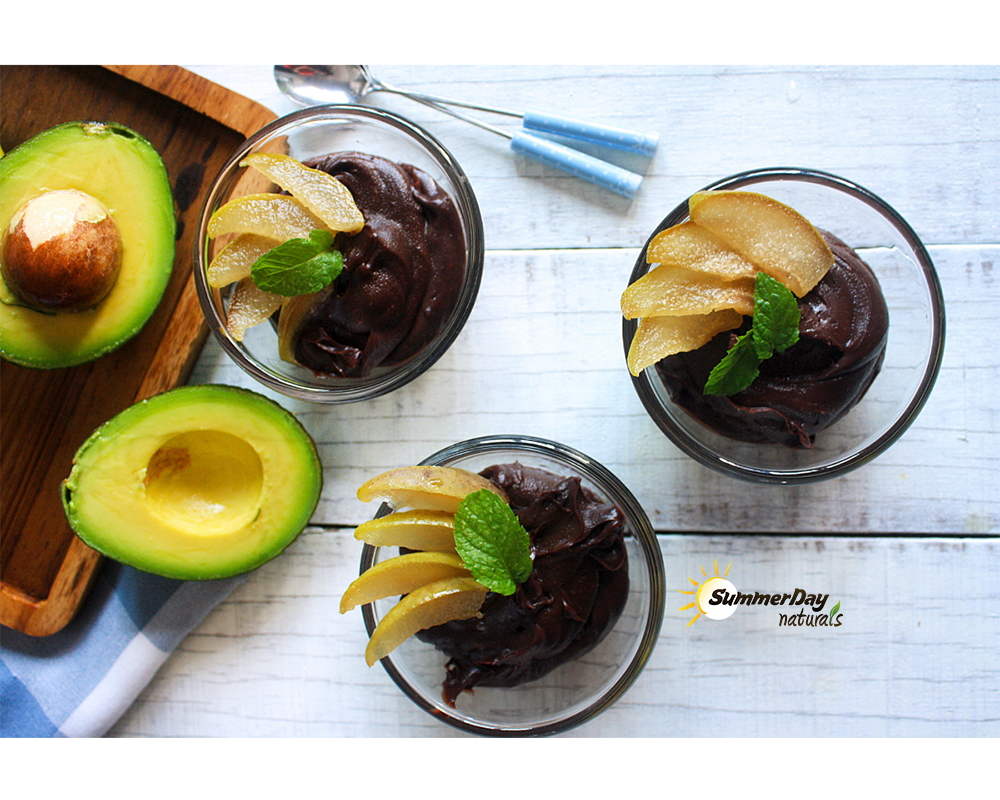 Chocolate Avocado Mousse with Pears